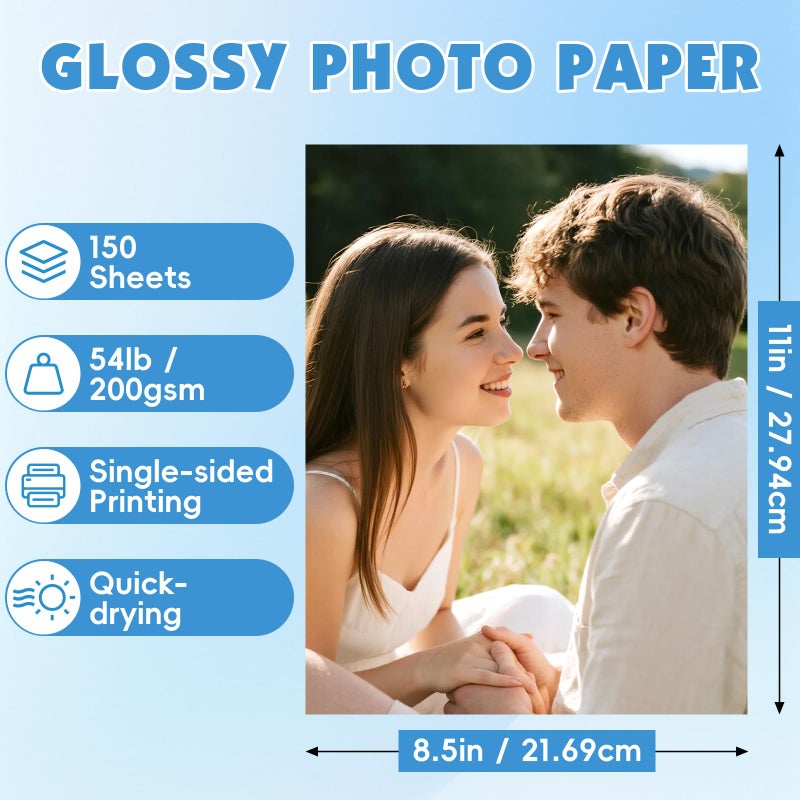 NUITPY 150 Sheets Glossy Photo Paper, 8.5in x 11in Inkjet Photo Printer Paper, Picture Paper for Photos, Calendars, Brochures, Cards, Menus(200gsm / 54lb) - Image 2